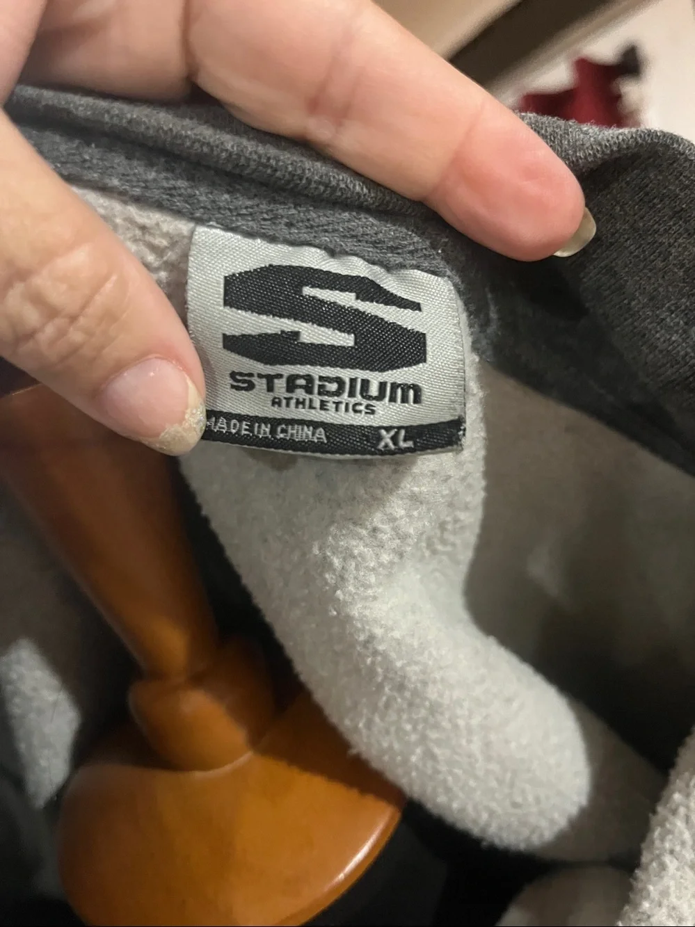 Stadium Athletics Gray Quarter-Zip Pullover with Yellow Trim 'A' Patch